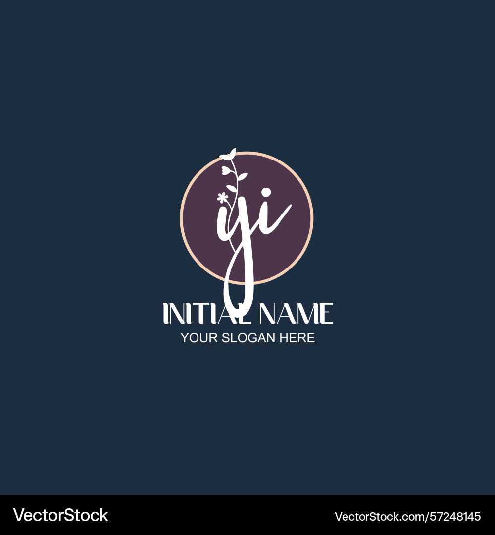 Elegant yi initial logo design with botanical Elegant yi initial logo design with botanical vector image