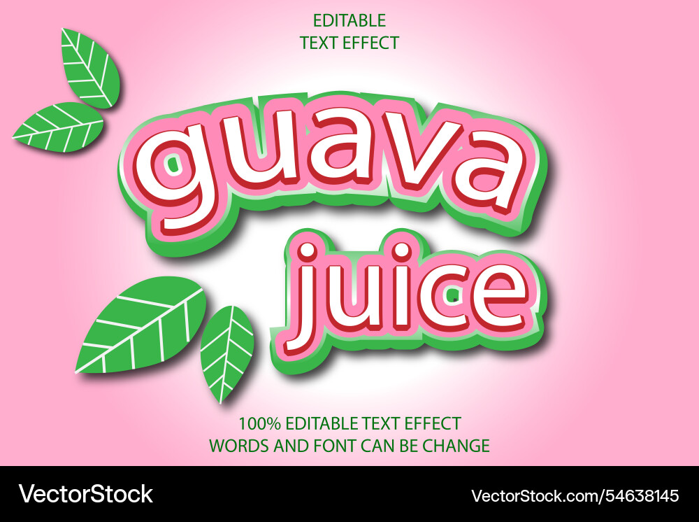 Guava fruit editable text effect 3d emboss Guava fruit editable text effect 3d emboss vector image