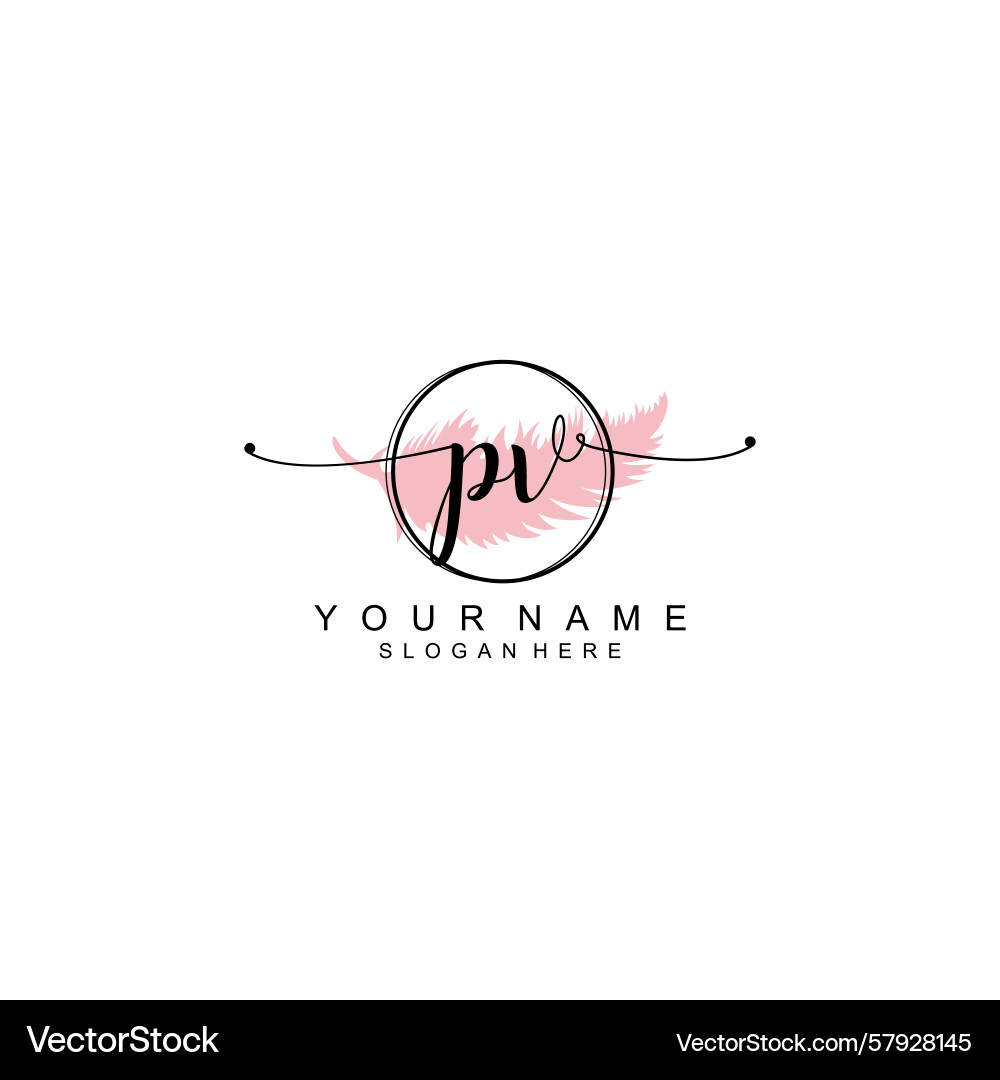 Handwriting logo concepts with initial pv Vector Image