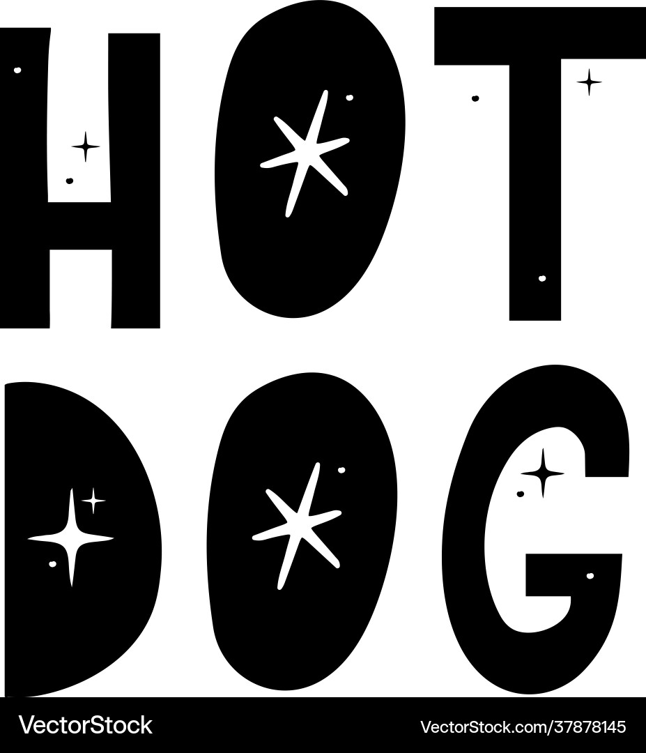 Hot Dog Etikett Buchstaben Text Logo Zeichen Hot Dog Etikett Buchstaben Text Logo Zeichen vektorbild