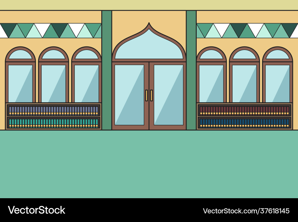 Inside mosque with a bookshelf Inside mosque with a bookshelf vector image