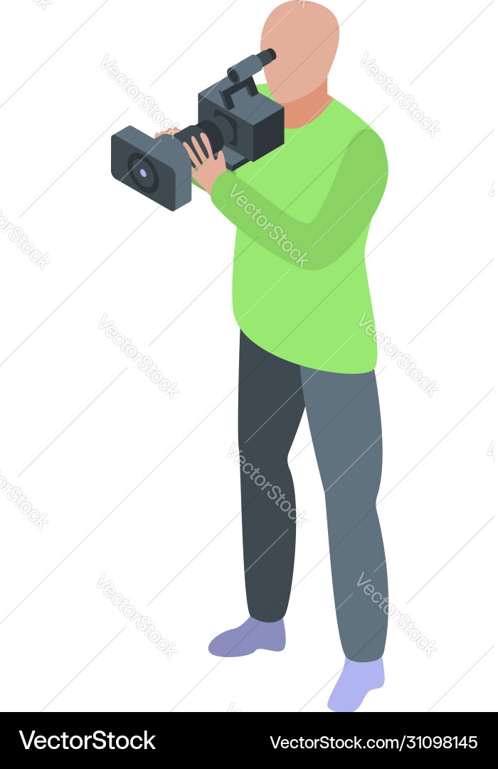 Media cameraman icon isometric style Media cameraman icon isometric style vector image