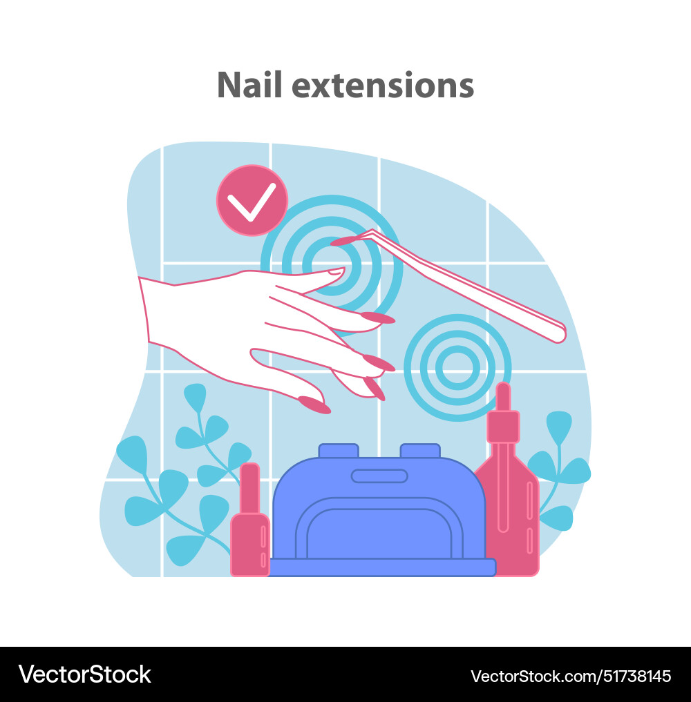 Nail extensions service a precise application Nail extensions service a precise application vector image
