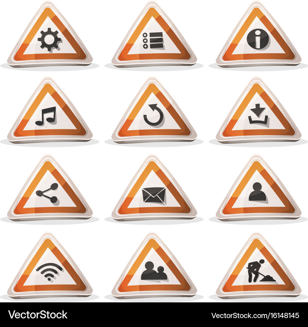 Road sign icons and buttons for ui game vector image