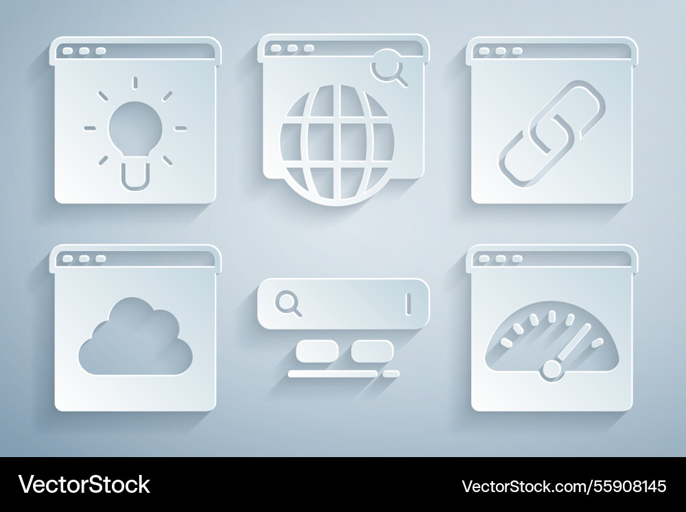 Set search engine browser window cloud technology Set search engine browser window cloud technology vector image
