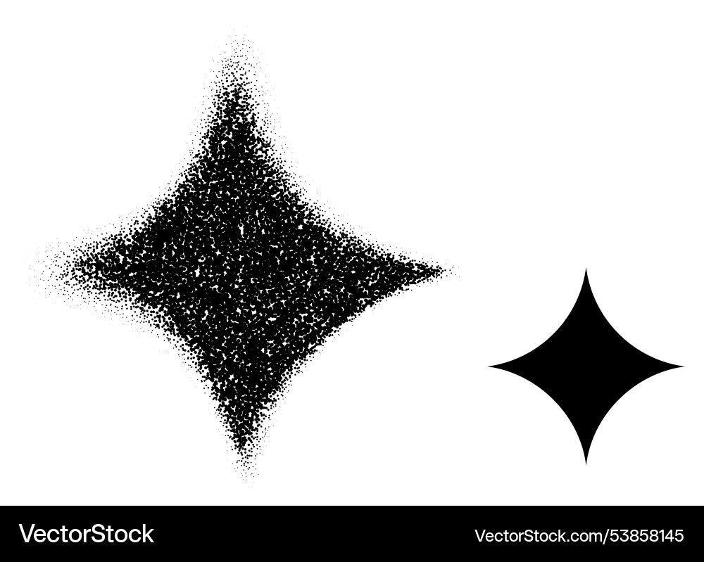Sparkle symbol with stippling texture effect Sparkle symbol with stippling texture effect vector image