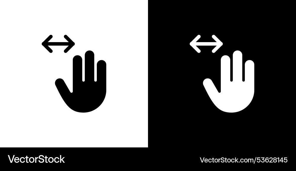 Three fingers horizontal scroll icon set vector image