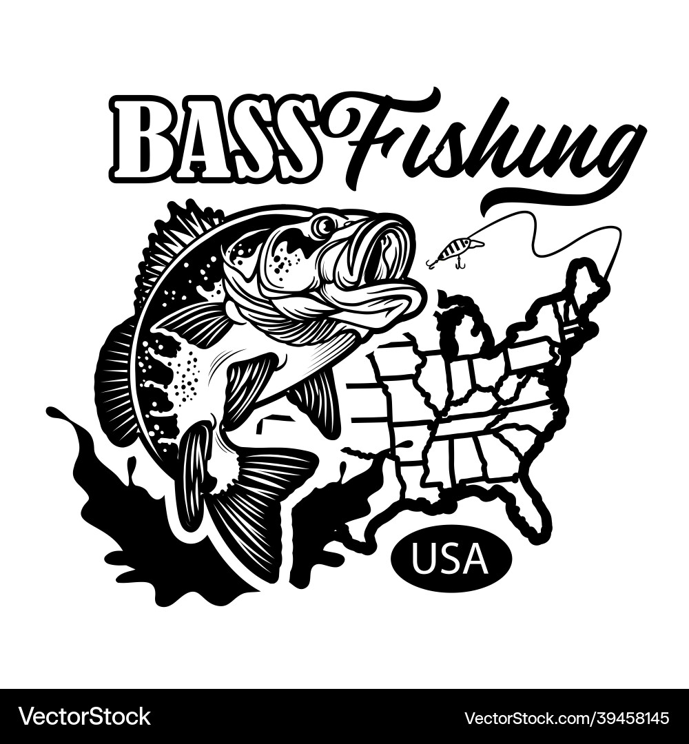 Vintage large mouth bass fish fishing logo Vintage large mouth bass fish fishing logo vector image