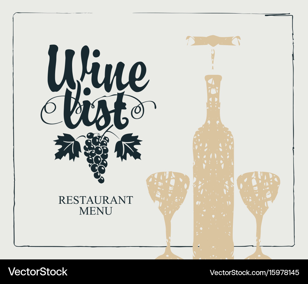 Wine List & Menu with Grapes Vector Image