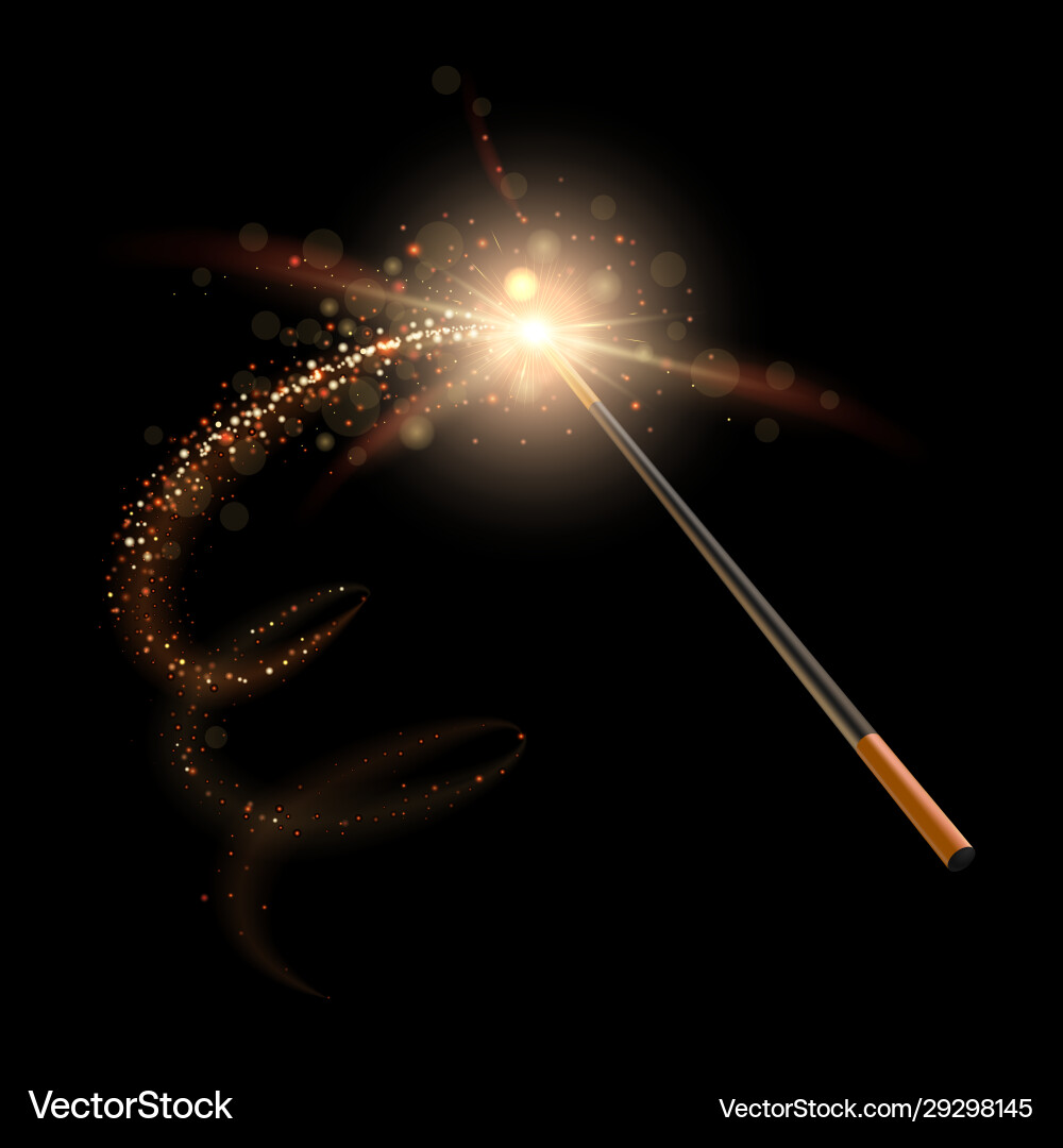 Wizard magic wand sparkles glitter trail Wizard magic wand sparkles glitter trail vector image