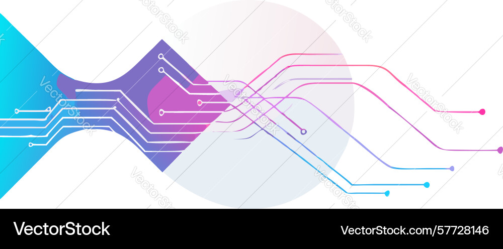 Abstract circuit lines with geometric shapes vector image