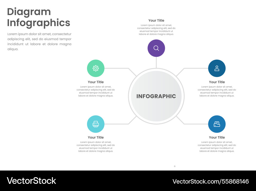 Circular diagram with 5 list of steps Vector Image