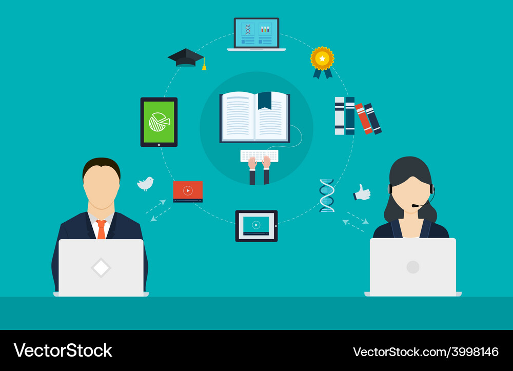 Concept of consulting services and e-learning Vector Image
