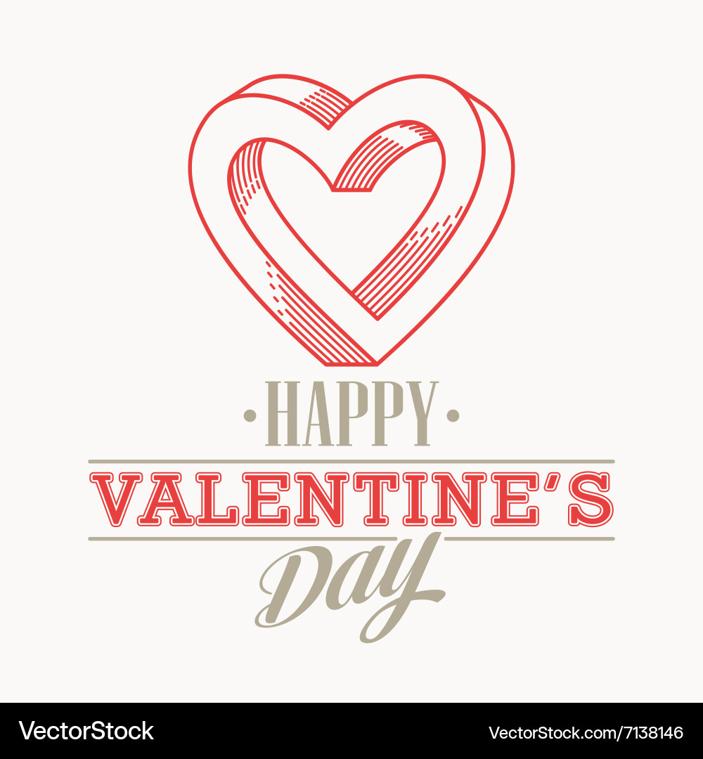 Retro-valentine Tageskarte vith line Herz-Ikone Vektorbild