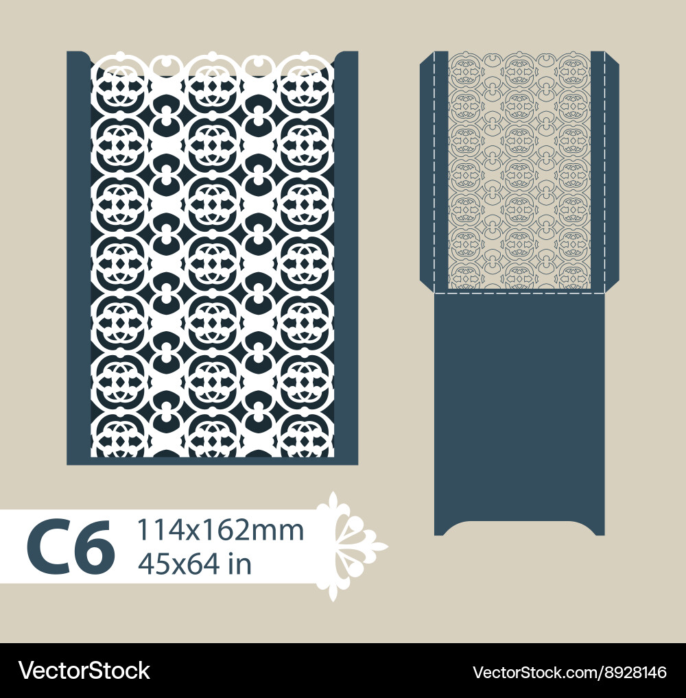 Template envelope with carved openwork pattern vector image