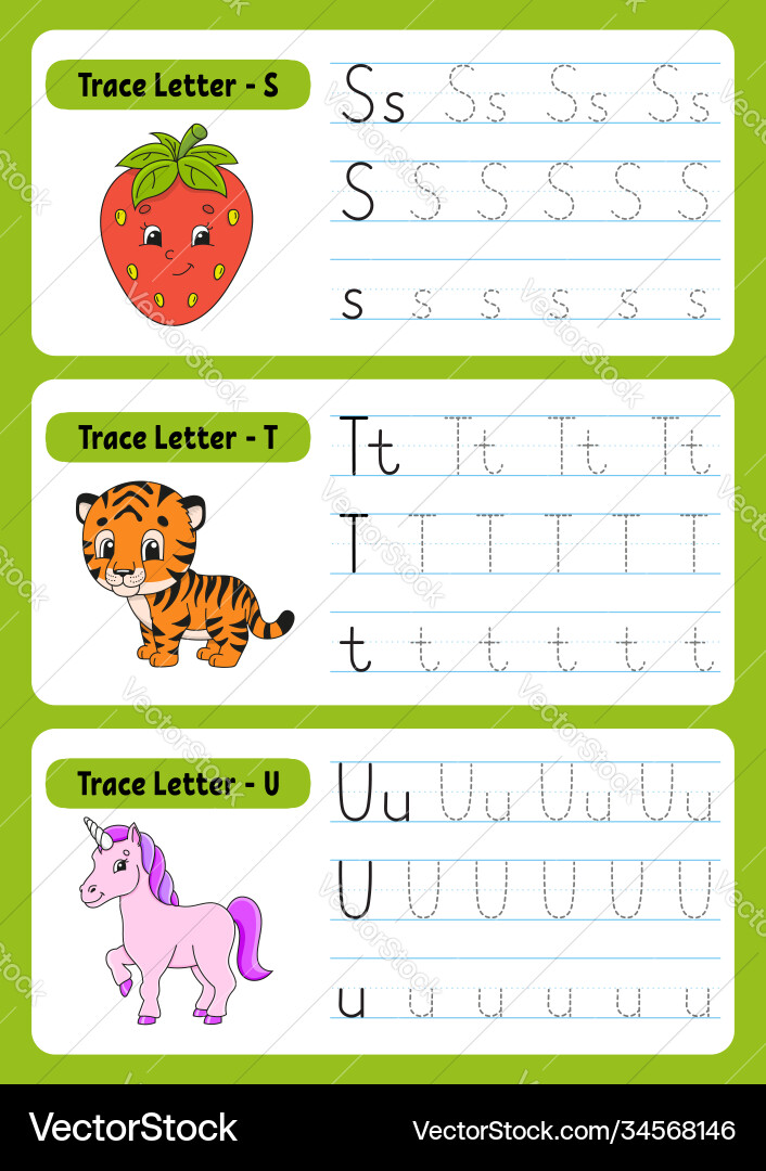 Writing letters tracing page practice sheet Writing letters tracing page practice sheet vector image