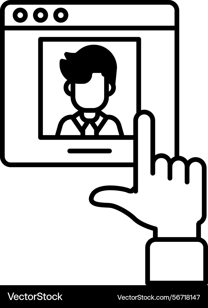 A mans picture is displayed on computer screen A mans picture is displayed on computer screen Vector Image