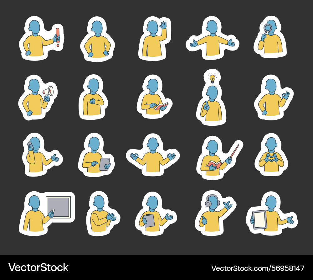 Abstract guide character set with hands and books Abstract guide character set with hands and books vector image
