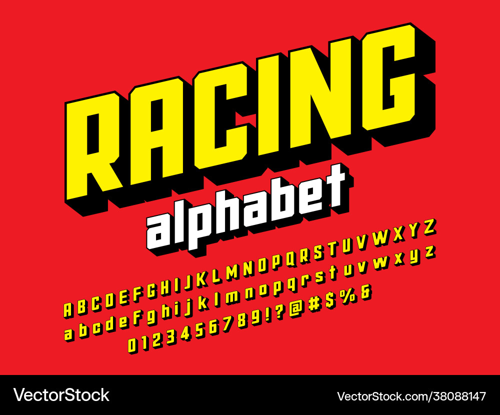 Dynamic 3D Alphabet Font Vector Image