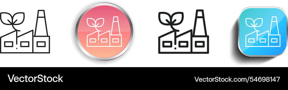 Green factory icon thin linear regular and button vector image