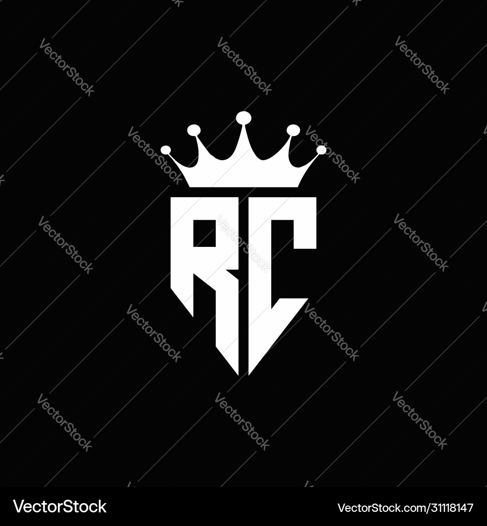 RC Crown Monogram Logo Vector Image