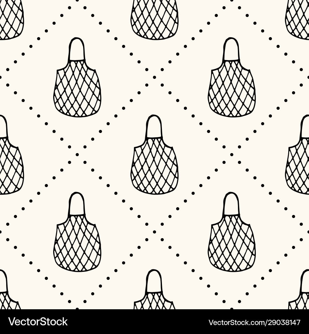 Seamless pattern with reusable mesh bags vector image