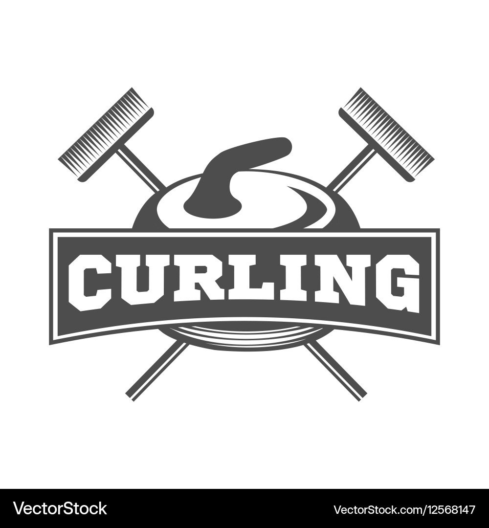 Vintage Curling Game Elements vector image