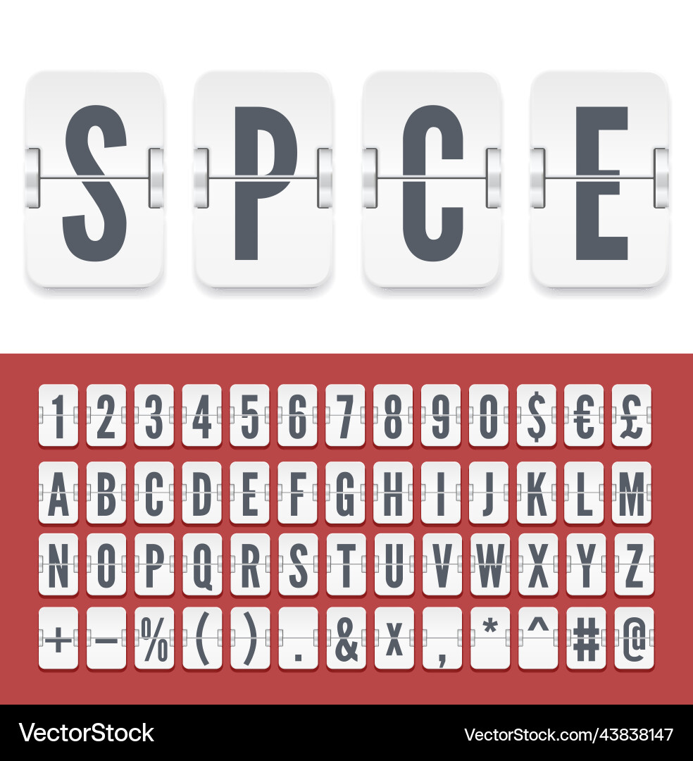 White retro airline flip board alphabet departure White retro airline flip board alphabet departure vector image