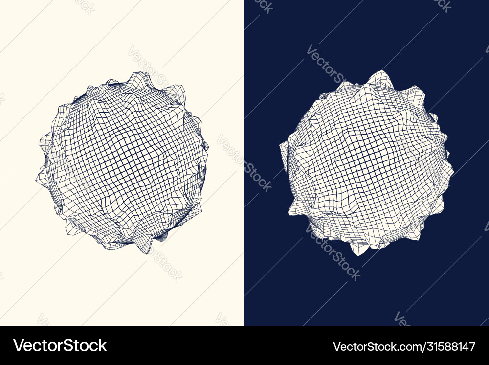 Wireframe mesh polygonal knobbly globes abstract vector image