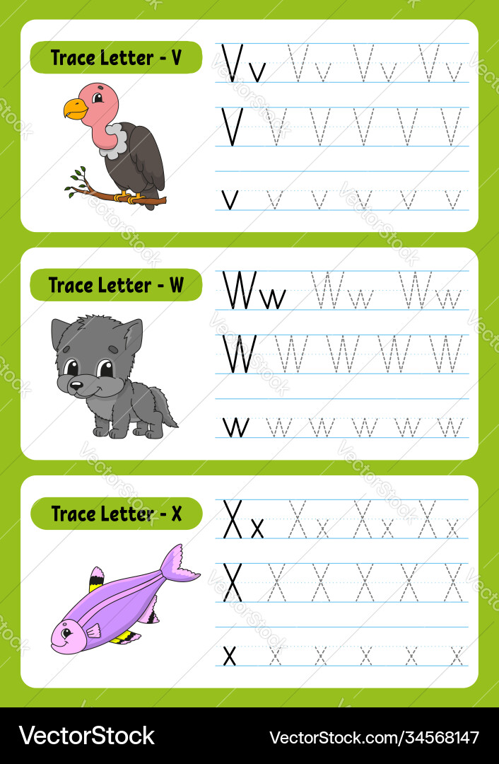 Writing letters tracing page practice sheet Writing letters tracing page practice sheet vector image