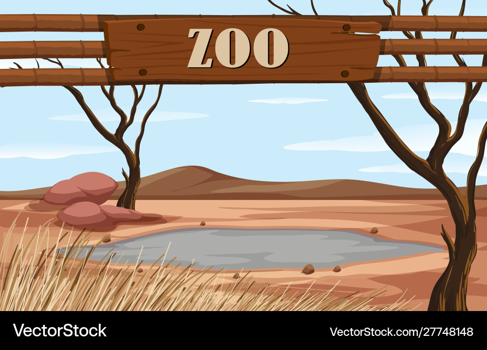 Background scene zoo with sign Vector Image
