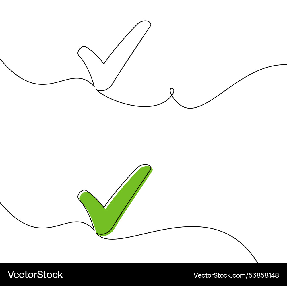 Checkmark symbol in continuous line design Checkmark symbol in continuous line design vector image