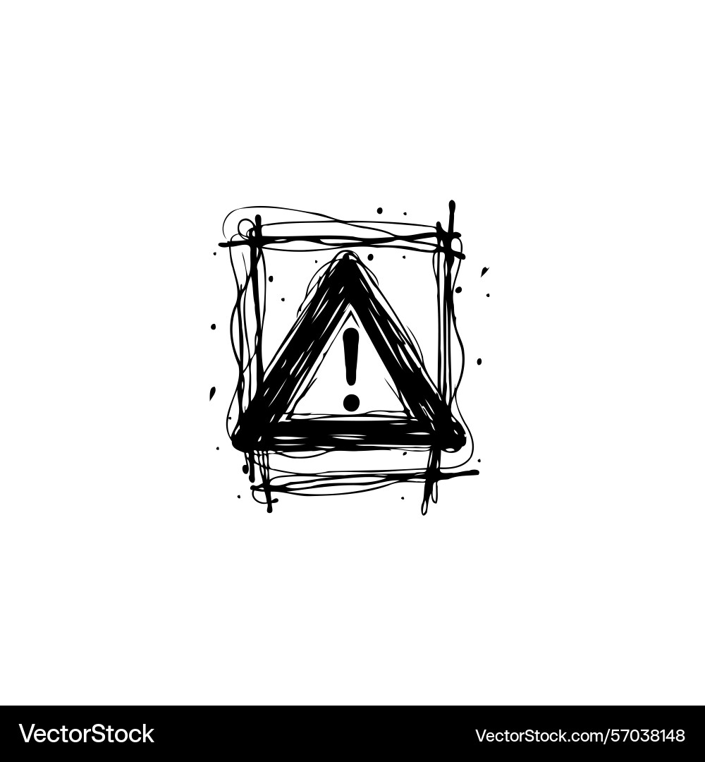Hand-drawn exclamation point within triangle Vector Image