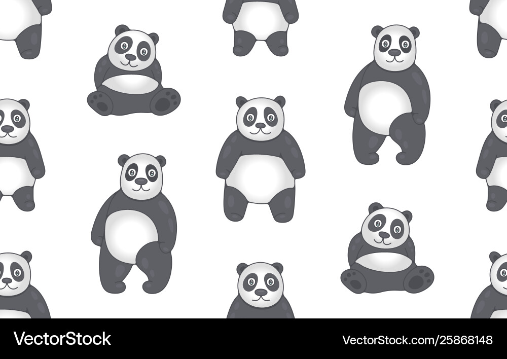 Seamless pattern with pandas vector image
