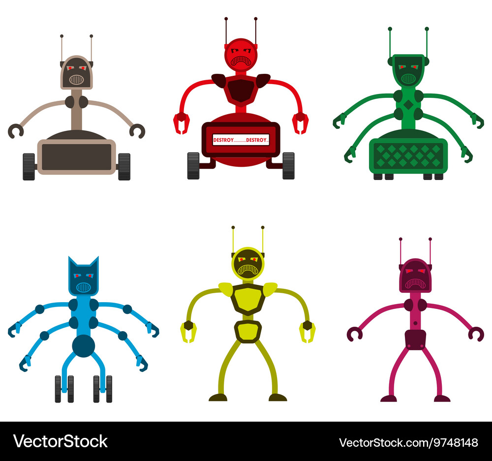 Set of angry robots Vector Image