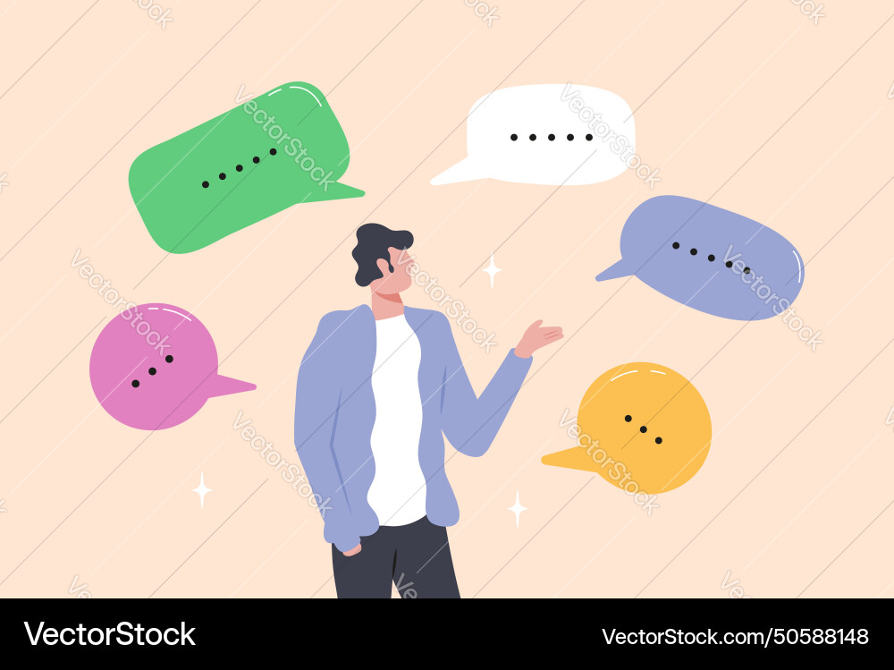 Speech bubbles continuous line style meeting Vector Image
