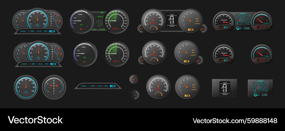 Speedometer & Performance Meter Icons – Royalty-Free Vector | VectorStock