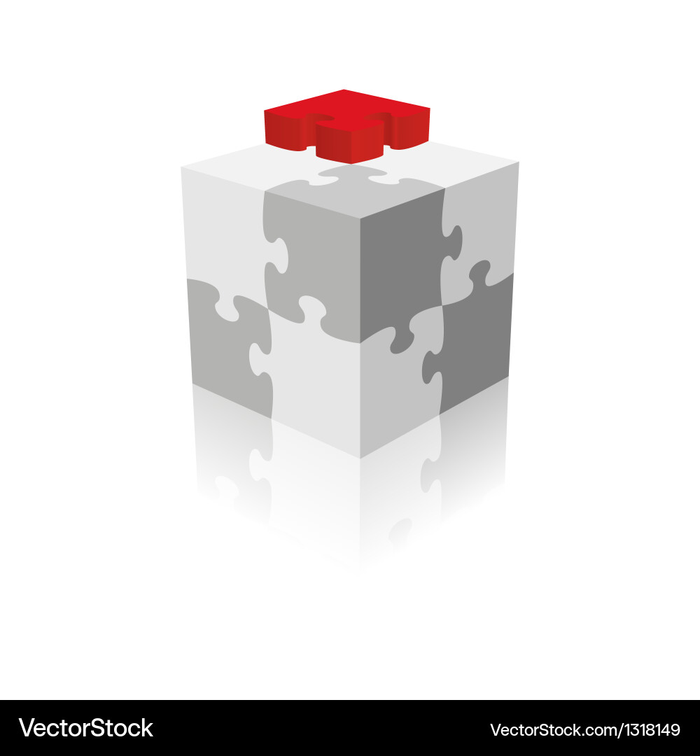 Grayscale Cube Puzzle with Red Accent vector image