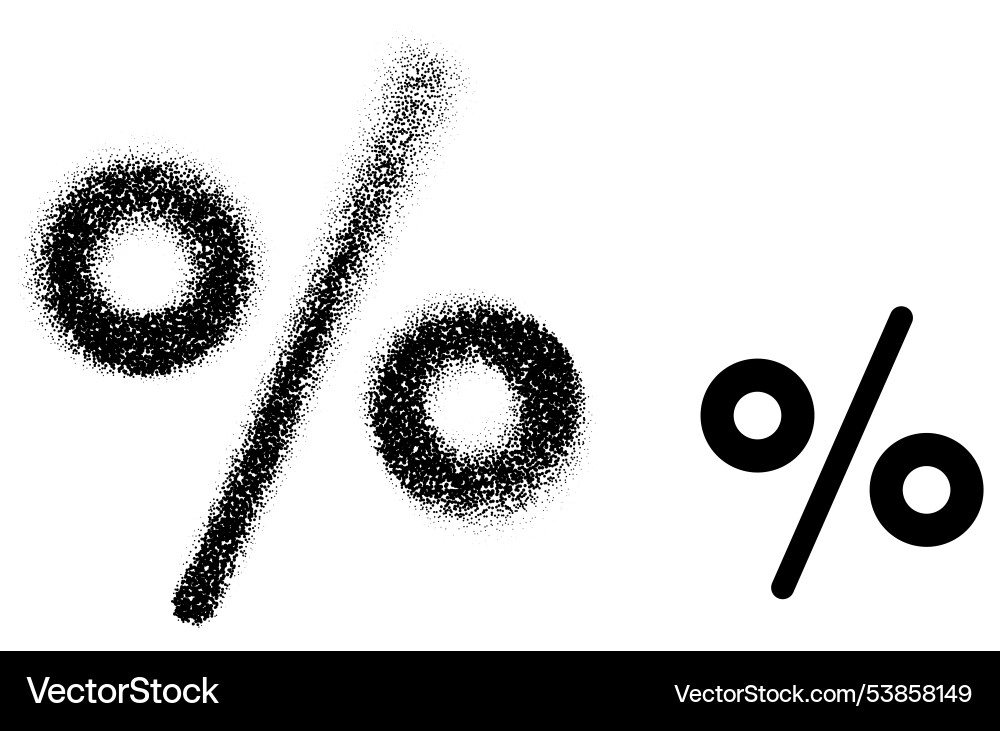 Percentage symbol with stippling texture effect Percentage symbol with stippling texture effect vector image