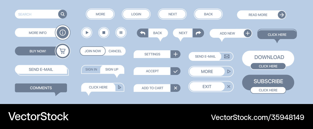 Set buttons for websites mobile Set buttons for websites mobile vector image