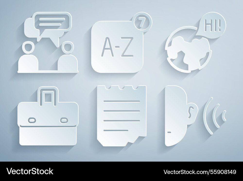 Set notebook learning foreign languages briefcase vector image