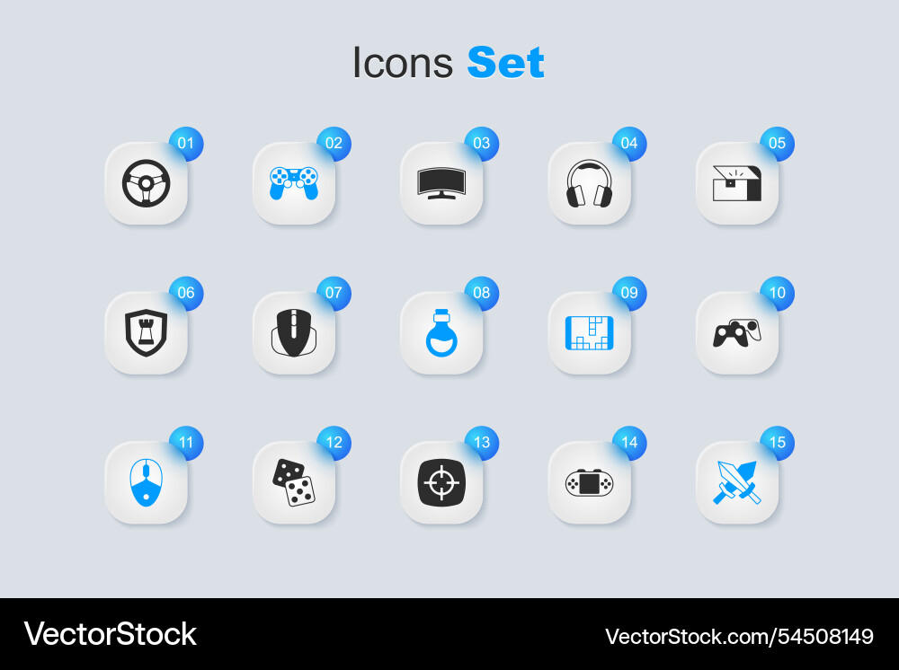 Set portable video game console computer mouse vector image