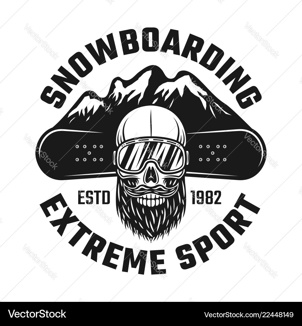 Snowboarding Skull Emblem vector image