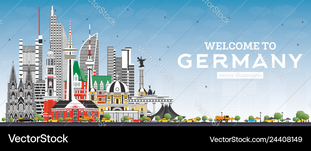 Willkommen in Deutschland Skyline mit grauen Gebäuden Willkommen in Deutschland Skyline mit grauen Gebäuden vektorbild