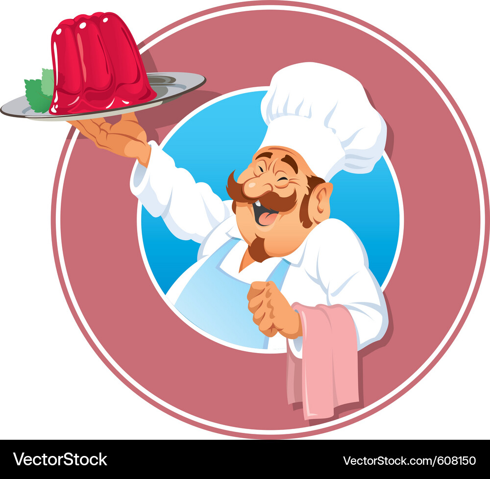Cheerful Cook with Raspberry Pudding Vector Image