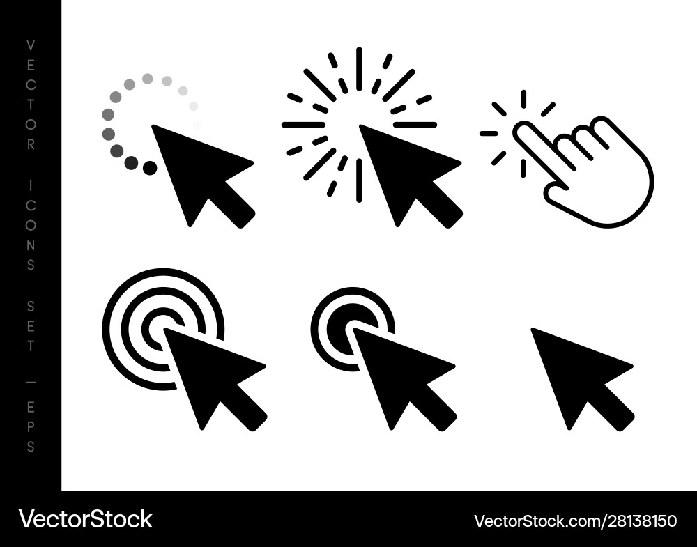 Cursor Click Icons - Arrow Set vector image