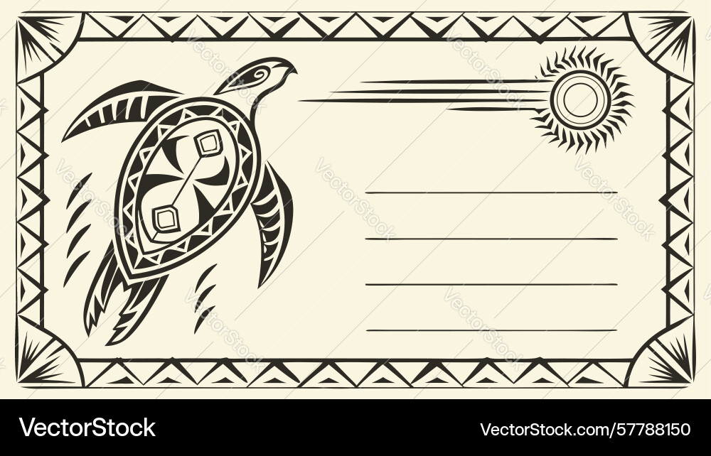 Decorative turtle frame with blank space design Vector Image
