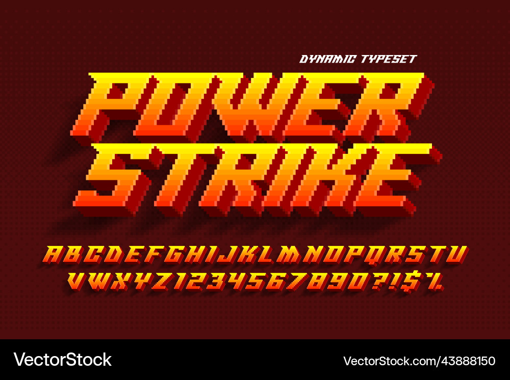 Dynamic pixel alphabet design stylized like in 8 Dynamic pixel alphabet design stylized like in 8 vector image