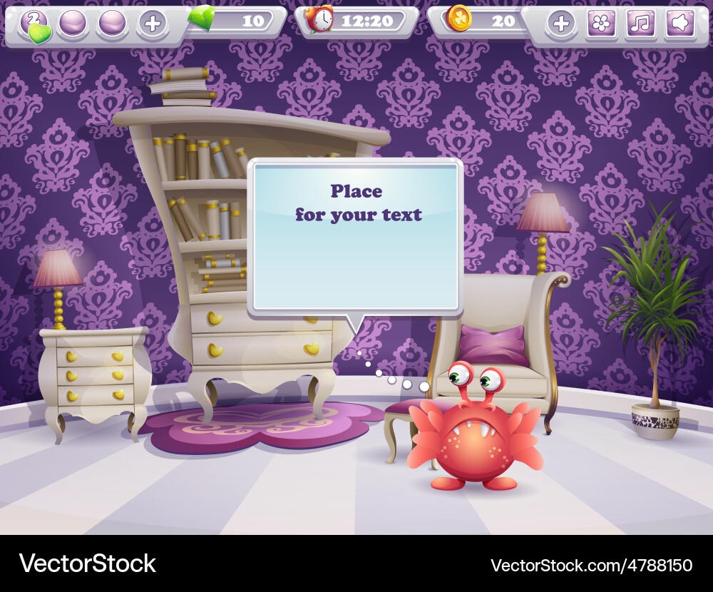 Example of a dialog box for computer games and web vector image