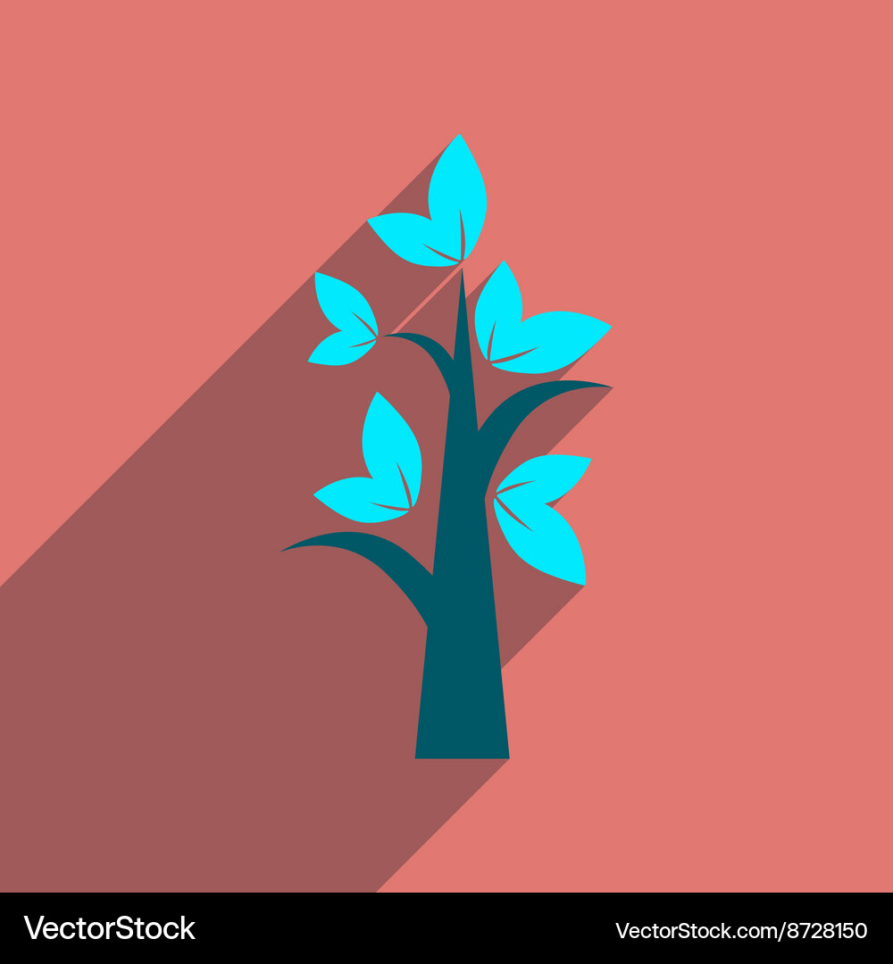 Flat web icon with long shadow tree Vector Image
